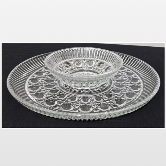 VTG Indiana Glass Presentations Crystal Chip & Dip 2 Piece Set 5451 Original Box - Picture 6 of 14